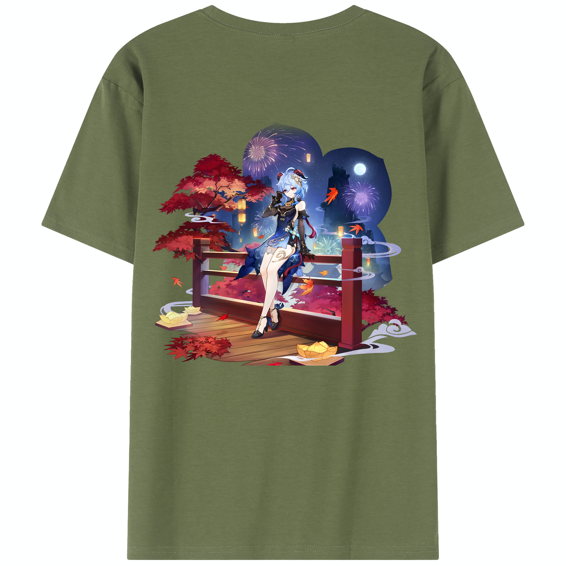 げんし神 甘雨 かんう genshin Ganyu 綿100％半袖Tシャツ（背面プリント）